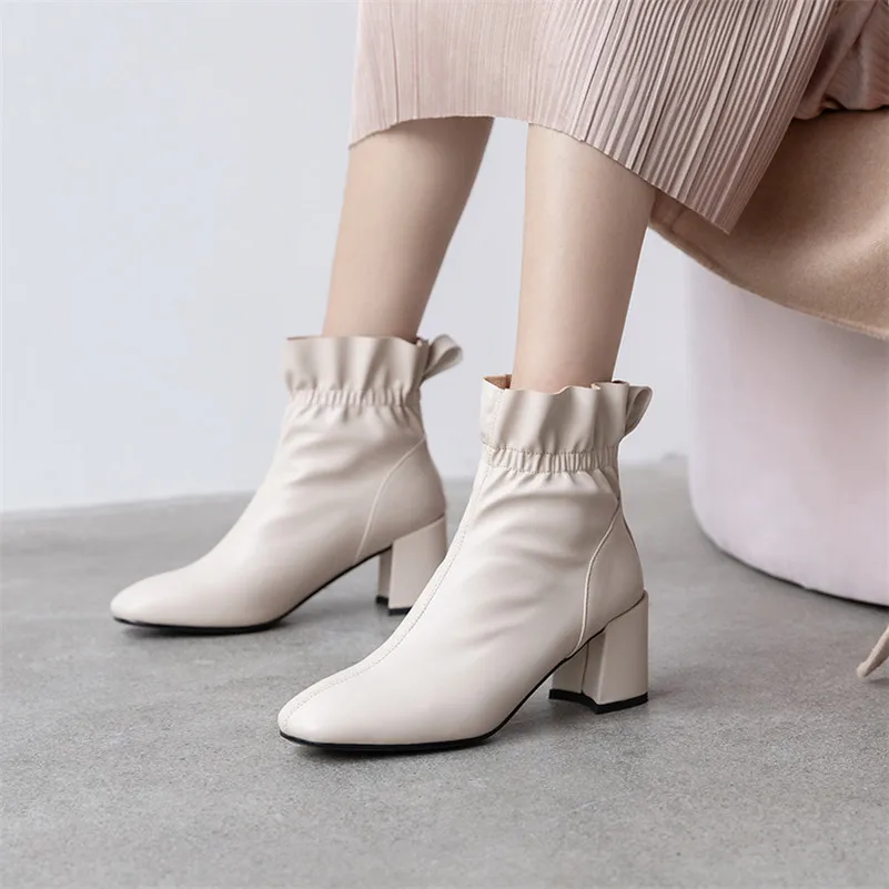 Meotina Ankle Boots Women Shoes Pleated High Heel Short Boots Square Toe Block Heels Female Boots Black Beige Winter Big Size 43
Meotina Ankle Boots Women Shoes Pleated High Heel Short Boots Square Toe Block Heels Female Boots Black Beige Winter Big Size 43