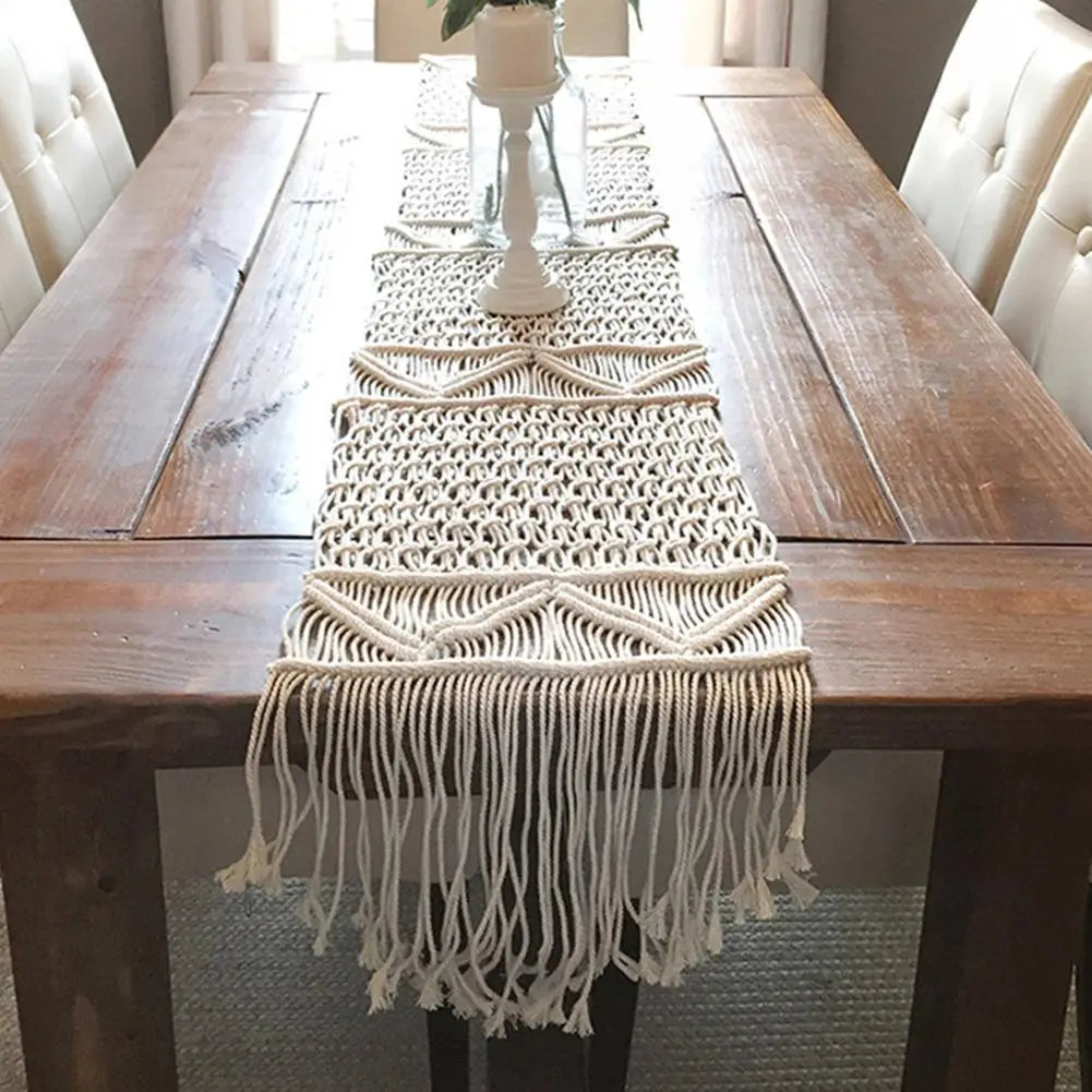 Bohemian Table Runner Handmade Table Bed Tapestry Hand-woven Macrame Table Runner With Tassels Wedding Party Home Decoration
Bohemian Table Runner Handmade Table Bed Tapestry Hand-woven Macrame Table Runner With Tassels Wedding Party Home Decoration