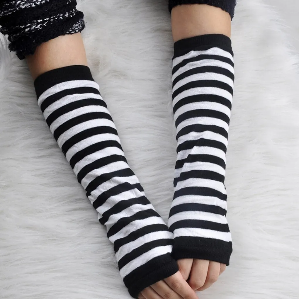 Fashion Women Long Sleeve Striped Fingerless Long Gloves Ladies Stretchy Womens Sexy Knitted Wrist Arm Warmer
Fashion Women Long Sleeve Striped Fingerless Long Gloves Ladies Stretchy Womens Sexy Knitted Wrist Arm Warmer