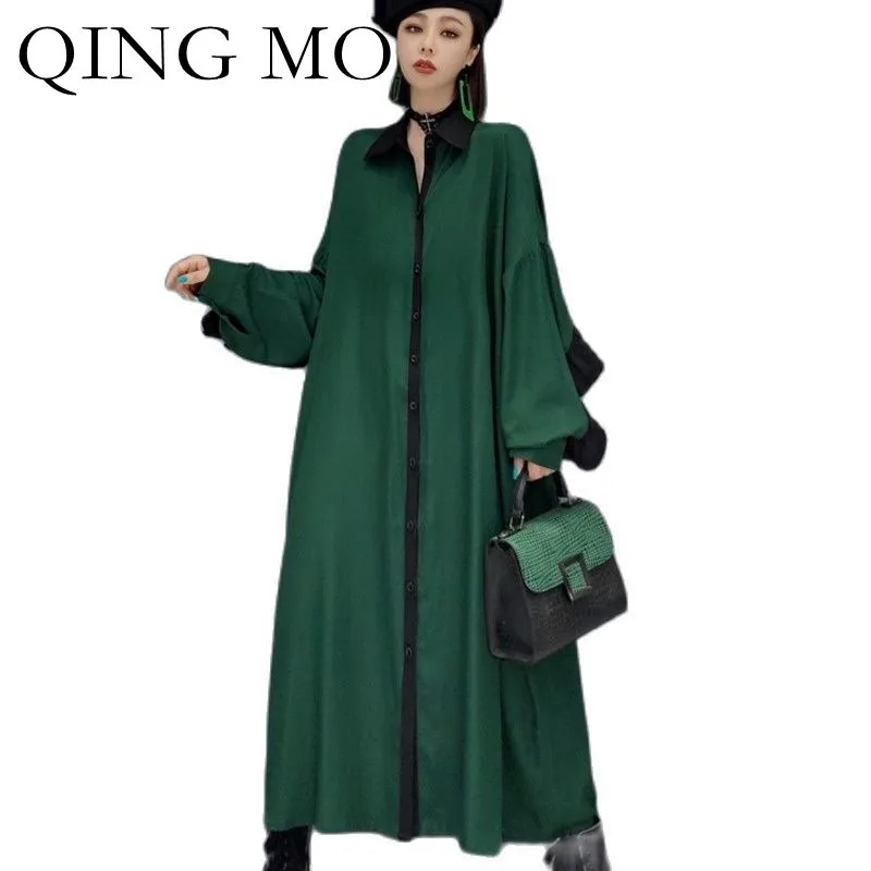 QING MO Green Autumn Fashion Dress Women Loose Large Size Shirt Skirt 2021 New Trend Stitching Long Sleeve Dress Green ZWL395
QING MO Green Autumn Fashion Dress Women Loose Large Size Shirt Skirt 2021 New Trend Stitching Long Sleeve Dress Green ZWL395