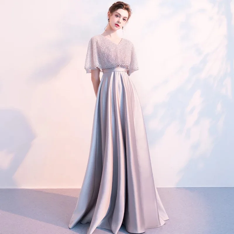 Noble Cap Sleeve Satin Evening Dress with Jacket Women Dress Evening Party Elegant Long Gown Vestidos De Festa2021 New Arrival 
Noble Cap Sleeve Satin Evening Dress with Jacket Women Dress Evening Party Elegant Long Gown Vestidos De Festa2021 New Arrival