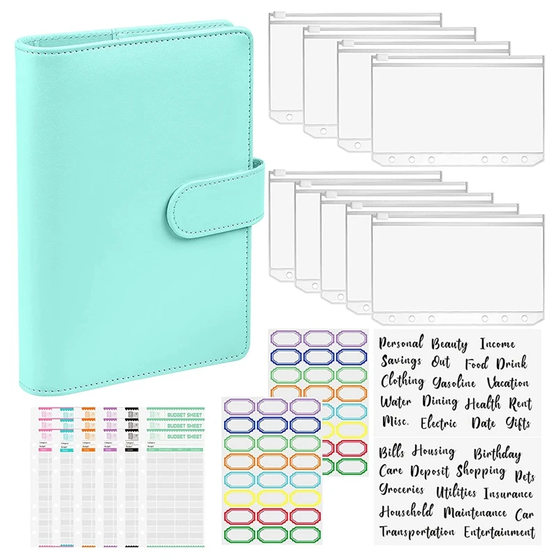 A6 PU Leather Noterbook Binder 6 Ring Binder Cover,Expense Budget Sheets,Binder Pockets,for Budget Planner
A6 PU Leather Noterbook Binder 6 Ring Binder Cover,Expense Budget Sheets,Binder Pockets,for Budget Planner
