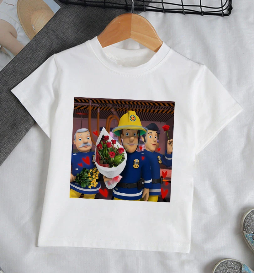 Новая детская футболка с забавным принтом пожарного Сэма летние топы для