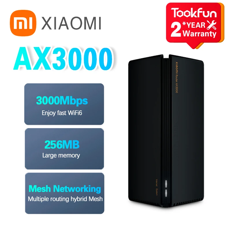 New Xiaomi Wireless Router AX3000 WiFi 6 Mesh 3000Mbps Repeater 2.4G 5G Full Gigabit OFDMA VPN Signal Amplifier Extender PPPOE
New Xiaomi Wireless Router AX3000 WiFi 6 Mesh 3000Mbps Repeater 2.4G 5G Full Gigabit OFDMA VPN Signal Amplifier Extender PPPOE