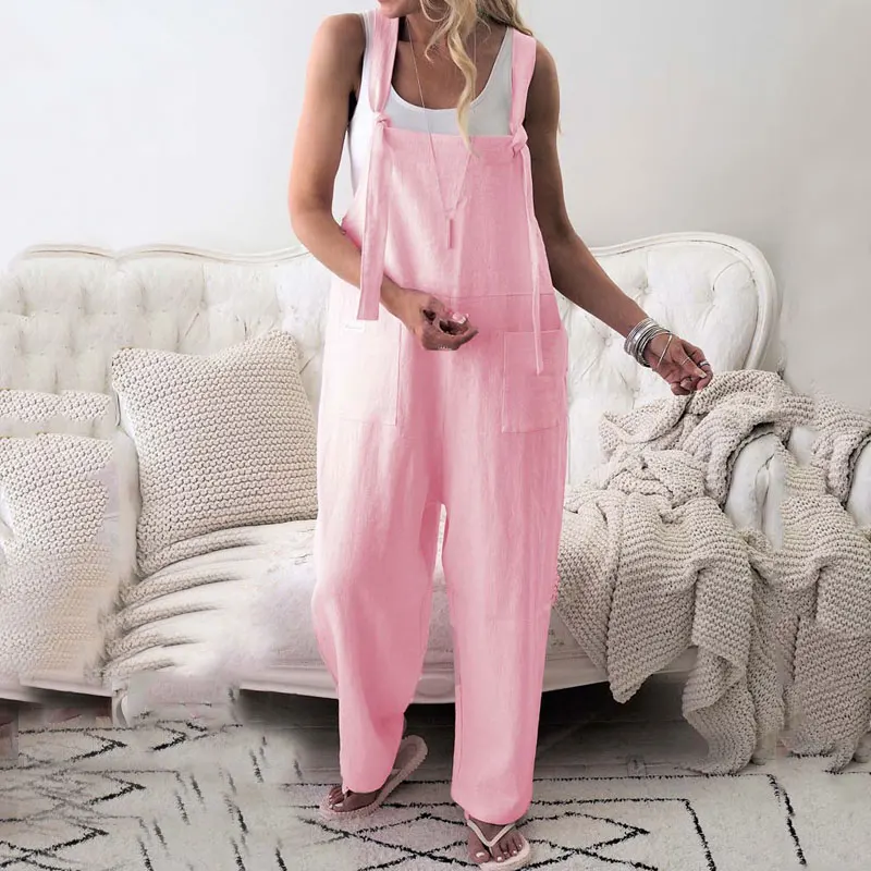 2020 Summer Linen Jumpsuit Women Overalls Elegant Wide Leg Jumpsuit Female Casual Cotton Long Jumpsuit Ladies Romper Black Pink
2020 Summer Linen Jumpsuit Women Overalls Elegant Wide Leg Jumpsuit Female Casual Cotton Long Jumpsuit Ladies Romper Black Pink