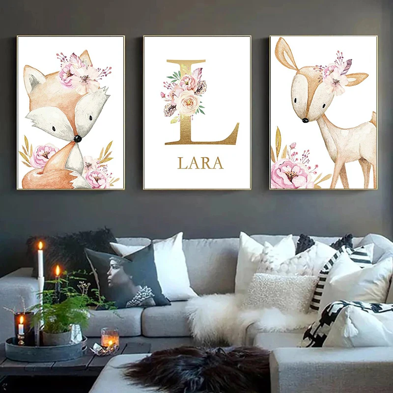Woodland Animal Print Nursery Canvas Painting Wall Art Pink Flower Poster Nordic Wall Picture Girl Baby Room Decoration
Woodland Animal Print Nursery Canvas Painting Wall Art Pink Flower Poster Nordic Wall Picture Girl Baby Room Decoration