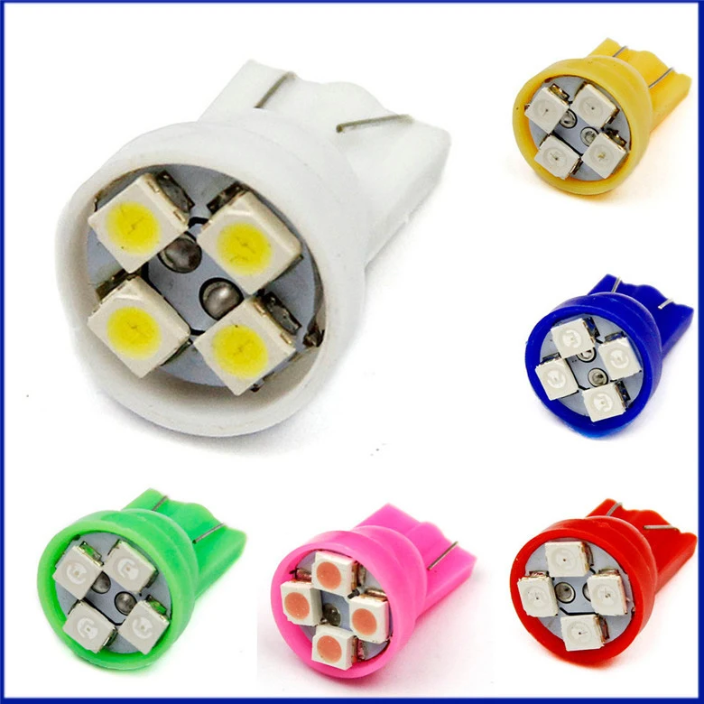 100 шт. T10 194 168 W5W 12V 24V 1210 4 SMD высокомощные светодиодные лампы белого синего розового