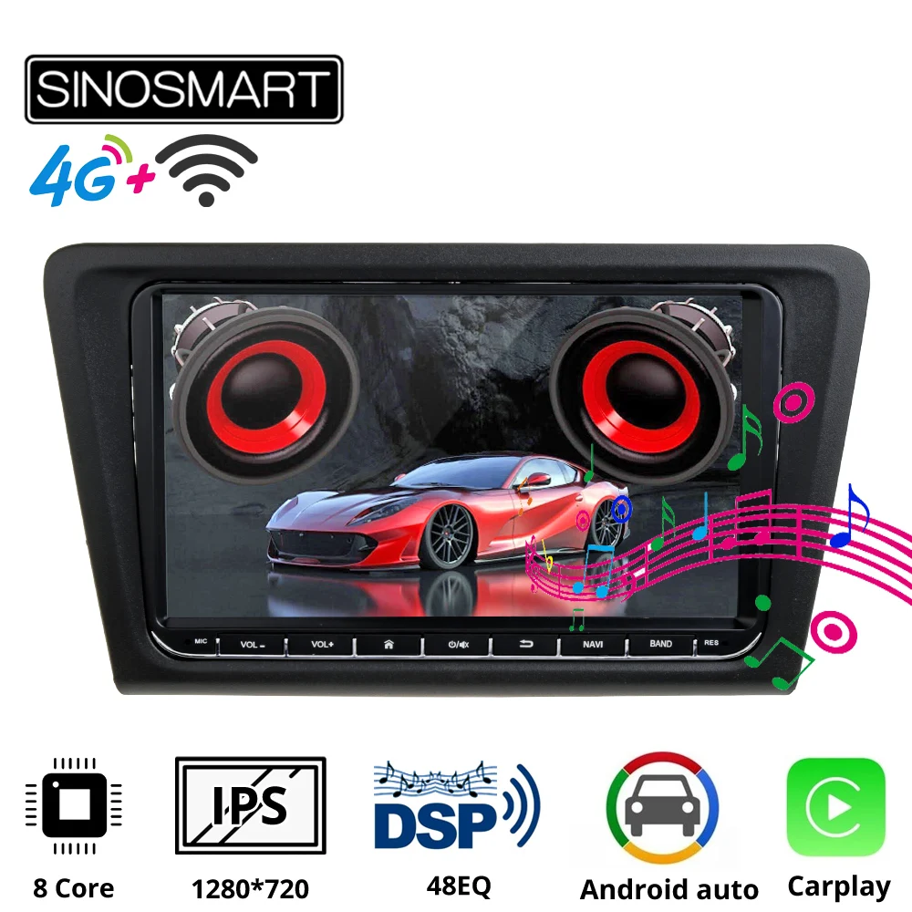 Sinosmart автомобильный радиоприемник с навигацией GPS для Skoda Rapid 2din 2.5d IPS экран 8 ядер