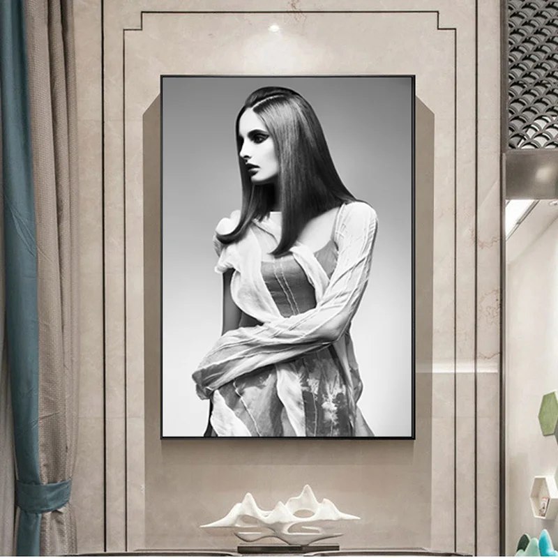 Modern Beautiful Girl Black and White Abstract Wall Art Canvas Painting Beauty Print Wall Pictures for Living Room Wall Poster
Modern Beautiful Girl Black and White Abstract Wall Art Canvas Painting Beauty Print Wall Pictures for Living Room Wall Poster