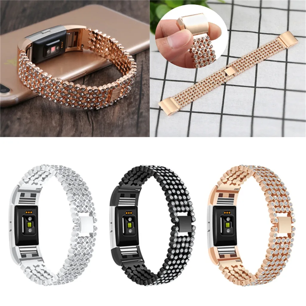 Bling Stainless Steel Metal Bracelet Strap Band Replacement for Fitbit charge 2 Quick Release WristStrap Watch Bands Accessories 
Bling Stainless Steel Metal Bracelet Strap Band Replacement for Fitbit charge 2 Quick Release WristStrap Watch Bands Accessories