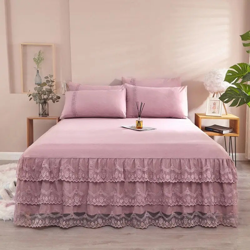Lace Korean Version Princess Bed Skirt Wedding Bed Sheet Bedding Set 3pcs Set Non-SlipBedspread Cover King/Queen Size J8100
Lace Korean Version Princess Bed Skirt Wedding Bed Sheet Bedding Set 3pcs Set Non-SlipBedspread Cover King/Queen Size J8100