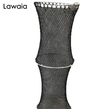 Lawaia 2m Fishing Net With Bag Black Multi-strand Network Cable Aluminum Alloy Ring Quick-drying Fishing Trap Net Cage
