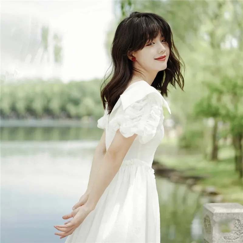 2021 Summer New Fashion French Style Kikyou Female Dress Women Simple Solid Color Puff Sleeve Sweet Elegant Fairy Pullover Dress
2021 Summer New Fashion French Style Kikyou Female Dress Women Simple Solid Color Puff Sleeve Sweet Elegant Fairy Pullover Dress