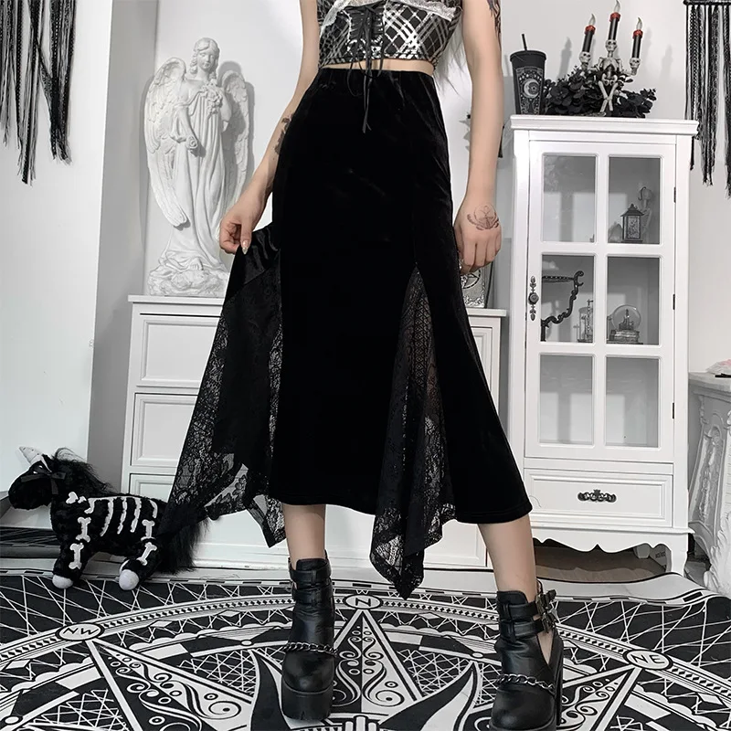 Gothic Skirt Skinny Waist, Irregular Long Skirt, Dark Suede Autumn Lace Skirt Long Skirt Harajuku Skirt Black Skirt Punk Skirt
Gothic Skirt Skinny Waist, Irregular Long Skirt, Dark Suede Autumn Lace Skirt Long Skirt Harajuku Skirt Black Skirt Punk Skirt