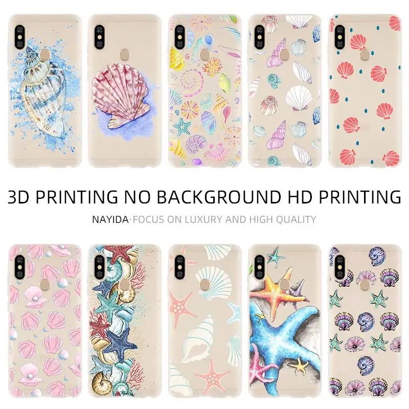 Мягкий чехол для Xiaomi 10 8 A2 A3 Cc9 Lite Mi 9se A1 6X 5X Note Pro Sea star conch shell|Бамперы| |