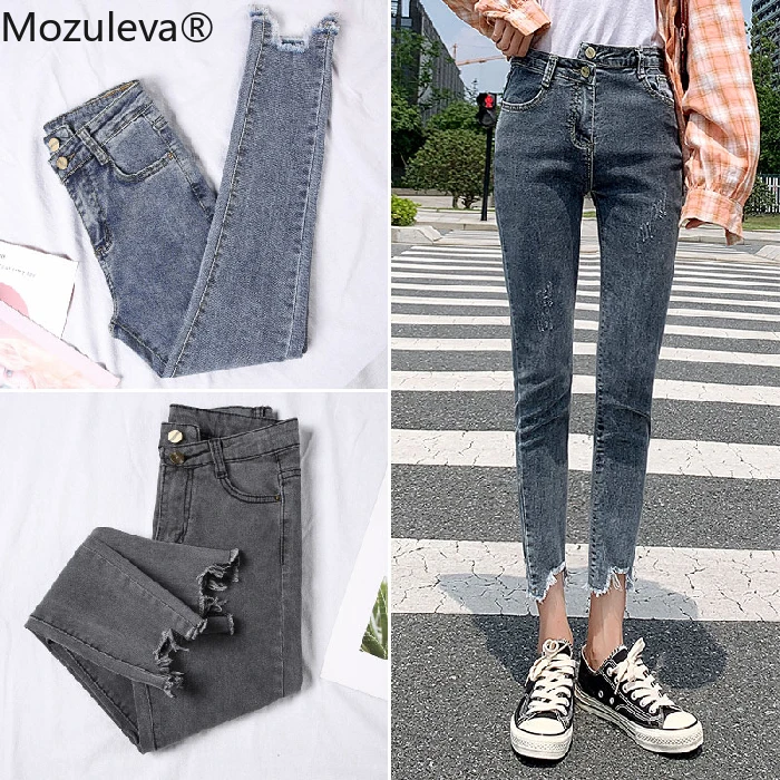 Женские джинсы-карандаш Mozuleva сексуальные рваные джинсы с высокой талией и