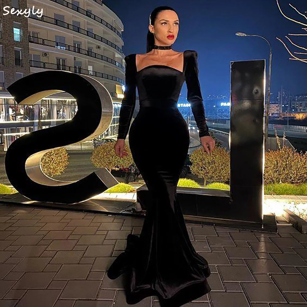 Elegant Mermaid Velvet Black Prom Dresses 2022 Long Sleeve Scoop Formal Evening Dress Floor Length Women Party Gown Vestidos
Elegant Mermaid Velvet Black Prom Dresses 2022 Long Sleeve Scoop Formal Evening Dress Floor Length Women Party Gown Vestidos