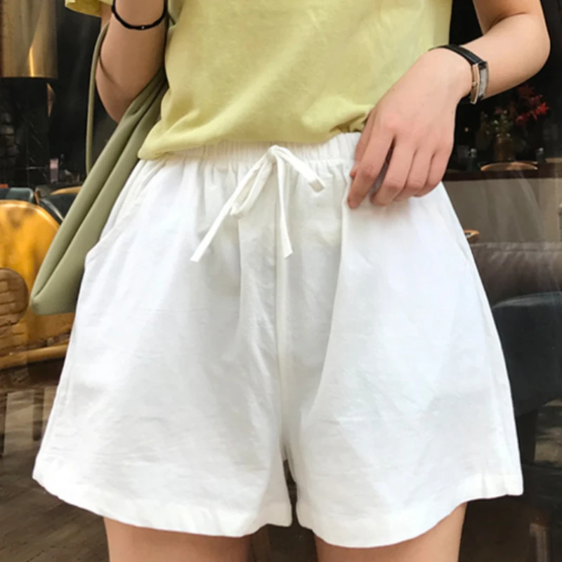 Summer Shorts Women Cotton Linen Shorts Feminino Women's Elastic Waist Home Loose Casual Shorts With Pocket
Summer Shorts Women Cotton Linen Shorts Feminino Women's Elastic Waist Home Loose Casual Shorts With Pocket