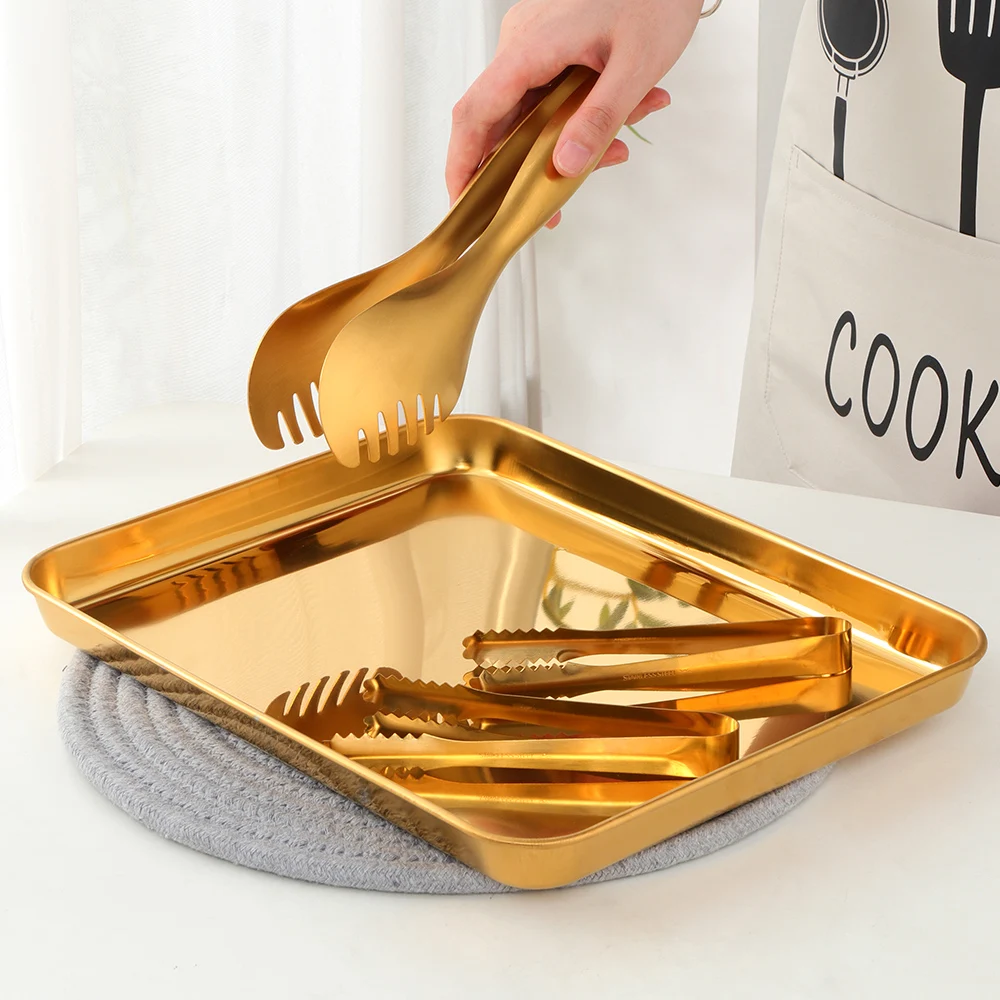4pcs/set gold kitchen Serving tools set stainless steel Tong Dinner plate food trays buffet Bread clips tableware BBQ utensils
4pcs/set gold kitchen Serving tools set stainless steel Tong Dinner plate food trays buffet Bread clips tableware BBQ utensils