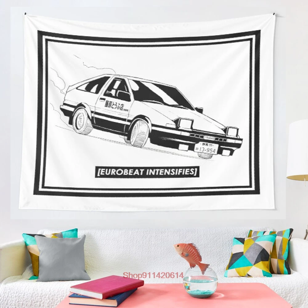 

Eurobeat Intensifies AE86 Kansei Dorifto Initial D Car tapestry More Size home living room bedroom decorative wall blanket