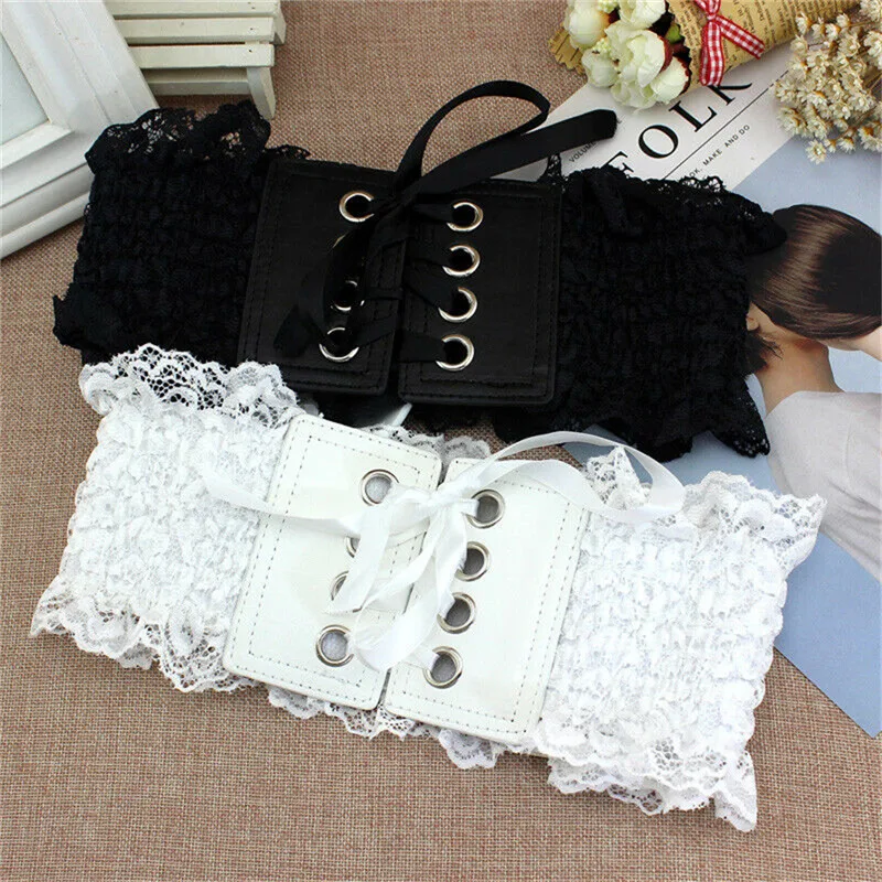 Fashion Women Wide Buckle Belts Solid Slim Bow Lace-up Elastic Lace Stretch Corset Waistband Waist Drawstring Ladies Accessories |