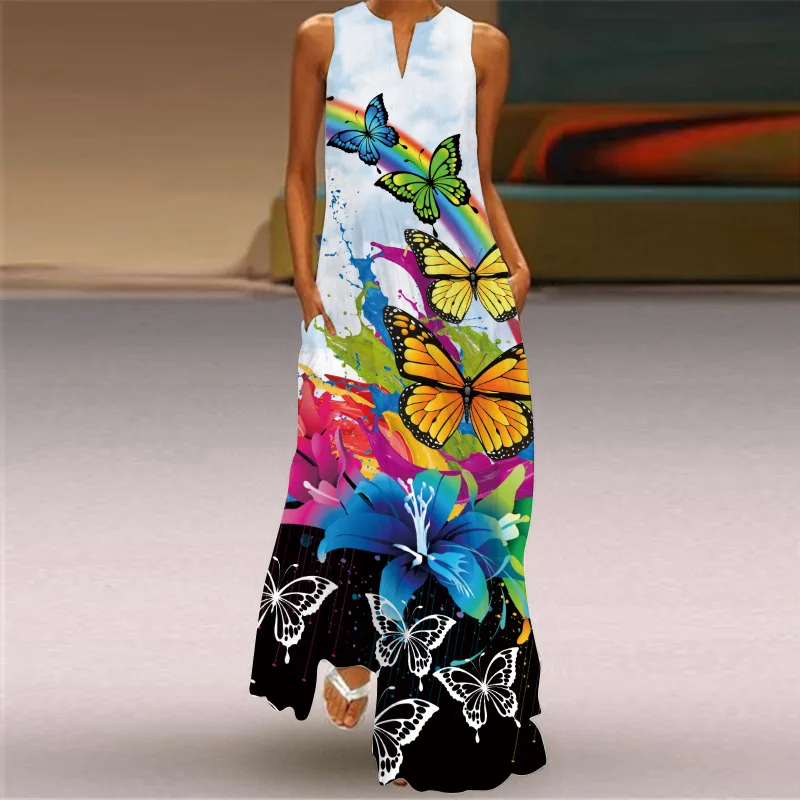 White Long Dress Women Butterfly Print Dot Flowers Sleeveless Dress V-Neck Casual Plus Size Vestidos Girls Dresses Summer
White Long Dress Women Butterfly Print Dot Flowers Sleeveless Dress V-Neck Casual Plus Size Vestidos Girls Dresses Summer