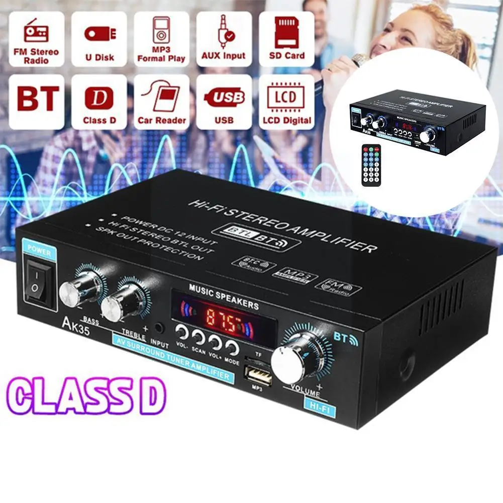 AK35 Mini HIFI Цифровой Bluetooth-совместимый Усилитель громкоговорителя со звуковой мощностью J9Y0
AK35 Mini HIFI Цифровой Bluetooth-совместимый Усилитель громкоговорителя со звуковой мощностью J9Y0