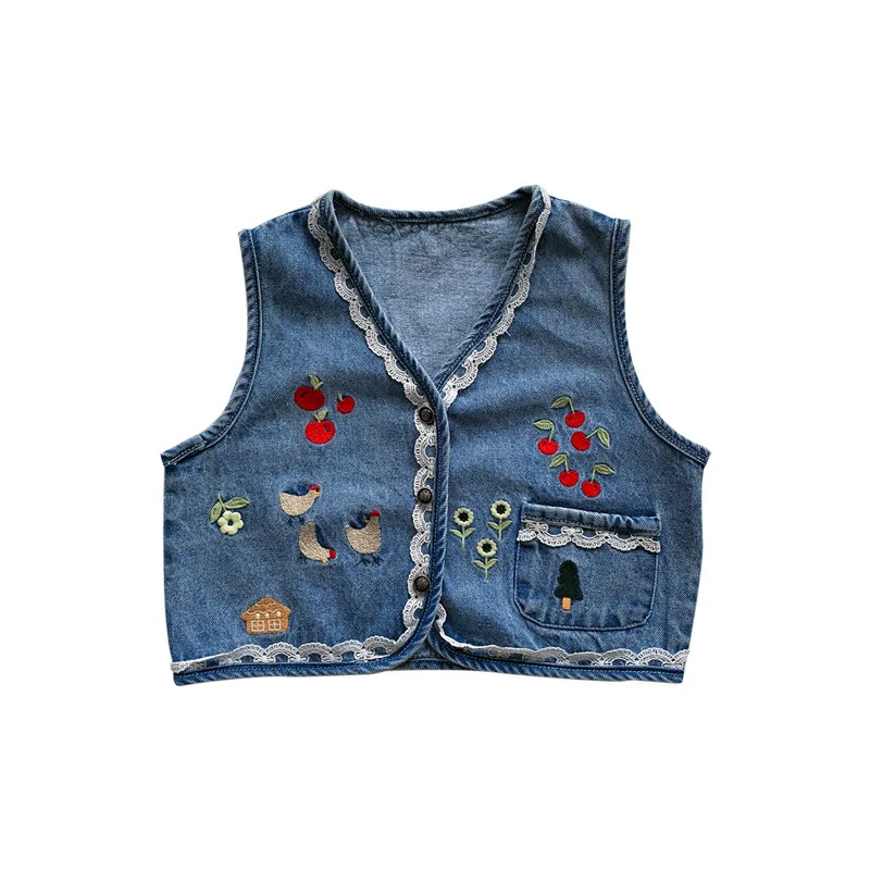 WLG Girls Vest Kids Clothes Spring Fall Denim Blue Cartoon Embroidery Vests Baby Girl Casual Waistcoat
WLG Girls Vest Kids Clothes Spring Fall Denim Blue Cartoon Embroidery Vests Baby Girl Casual Waistcoat