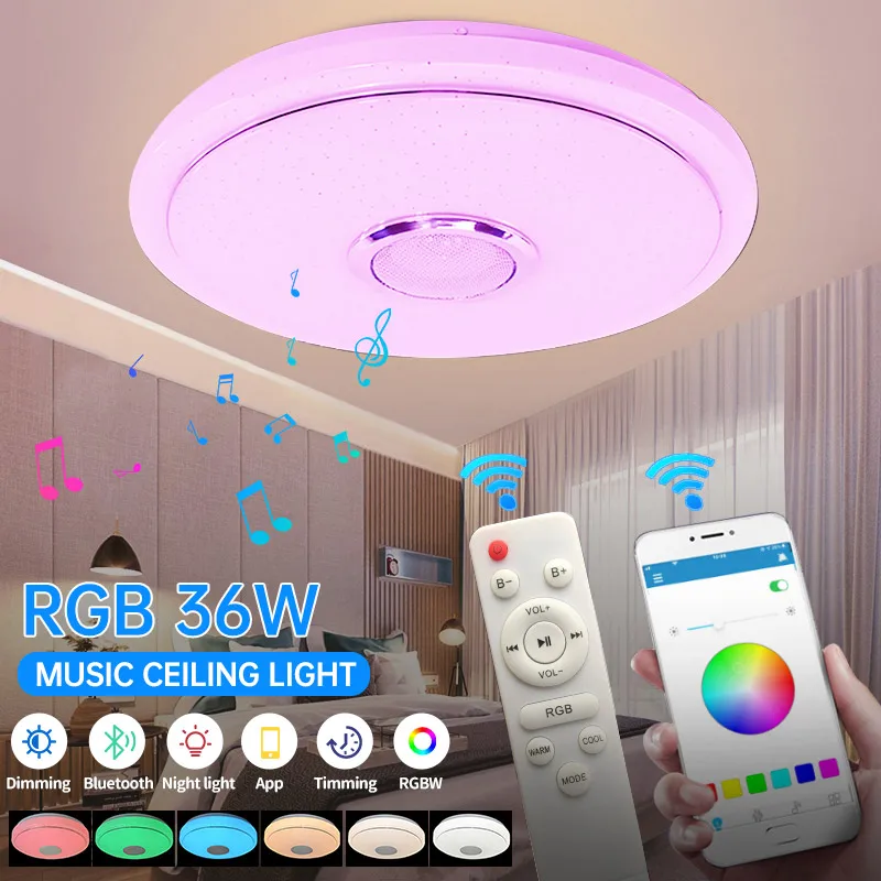 SONMEEN Modern RGB LED Ceiling Light APP Bluetooth Dimmable Music Lamp Bedroom Smart Ceiling Lamps With Remote Control
SONMEEN Modern RGB LED Ceiling Light APP Bluetooth Dimmable Music Lamp Bedroom Smart Ceiling Lamps With Remote Control