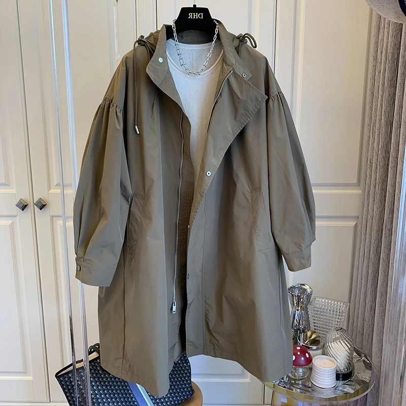 Женская ветровка с капюшоном SuperAen, однотонная Длинная свободная повседневная куртка в стиле ретро на весну и осень 
Женская ветровка с капюшоном SuperAen, однотонная Длинная свободная повседневная куртка в стиле ретро на весну и осень