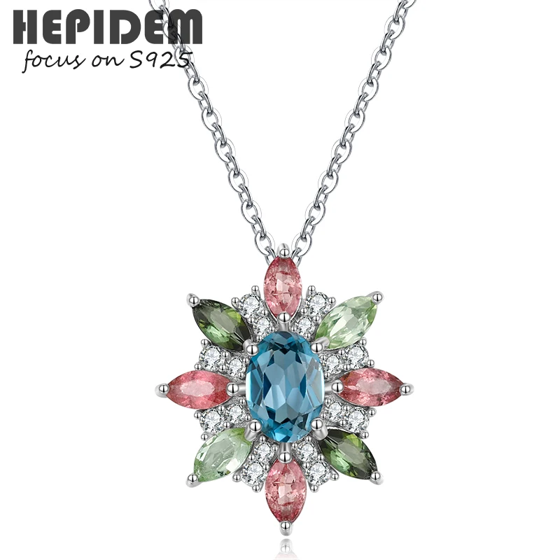 HEPIDEM 100% Topaz 925 Sterling Silver Pendant Necklace 2021 New Women Blue Gemstones Choker Statement with Chain S925 H1545 
HEPIDEM 100% Topaz 925 Sterling Silver Pendant Necklace 2021 New Women Blue Gemstones Choker Statement with Chain S925 H1545