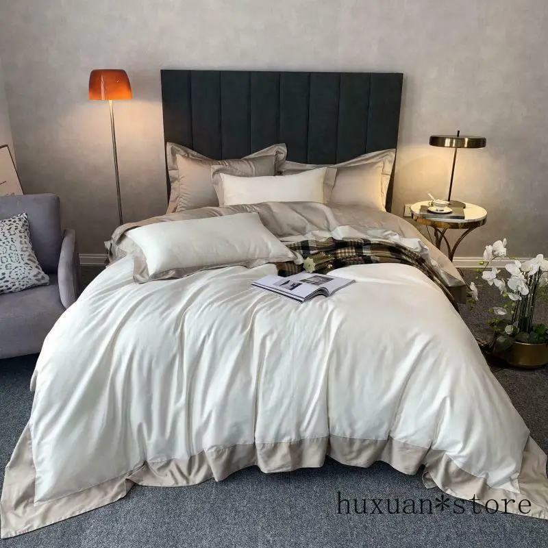 Grey White Duvet Cover Simple Style King Queen 4Pcs Egyptian Cotton Bedding Set
Grey White Duvet Cover Simple Style King Queen 4Pcs Egyptian Cotton Bedding Set