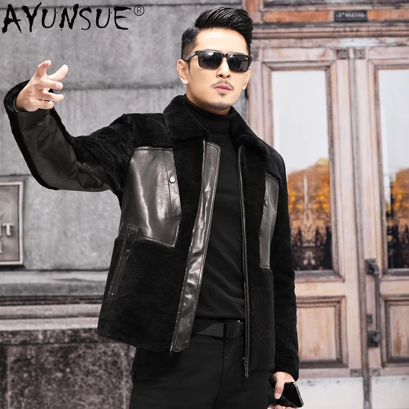 Куртка AYUNSUE SQQ725 мужская с натуральным мехом, короткая черная приталенная шуба из 2021 натуральной шерсти 
Куртка AYUNSUE SQQ725 мужская с натуральным мехом, короткая черная приталенная шуба из 2021 натуральной шерсти