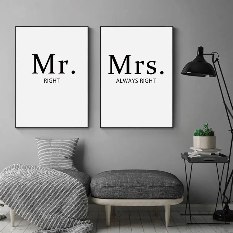 Black White Quotes Canvas Paintings Mr Right Mrs Always Right Couples Wall Art Prints And Posters Minimalist Pictures Home Decor
Black White Quotes Canvas Paintings Mr Right Mrs Always Right Couples Wall Art Prints And Posters Minimalist Pictures Home Decor