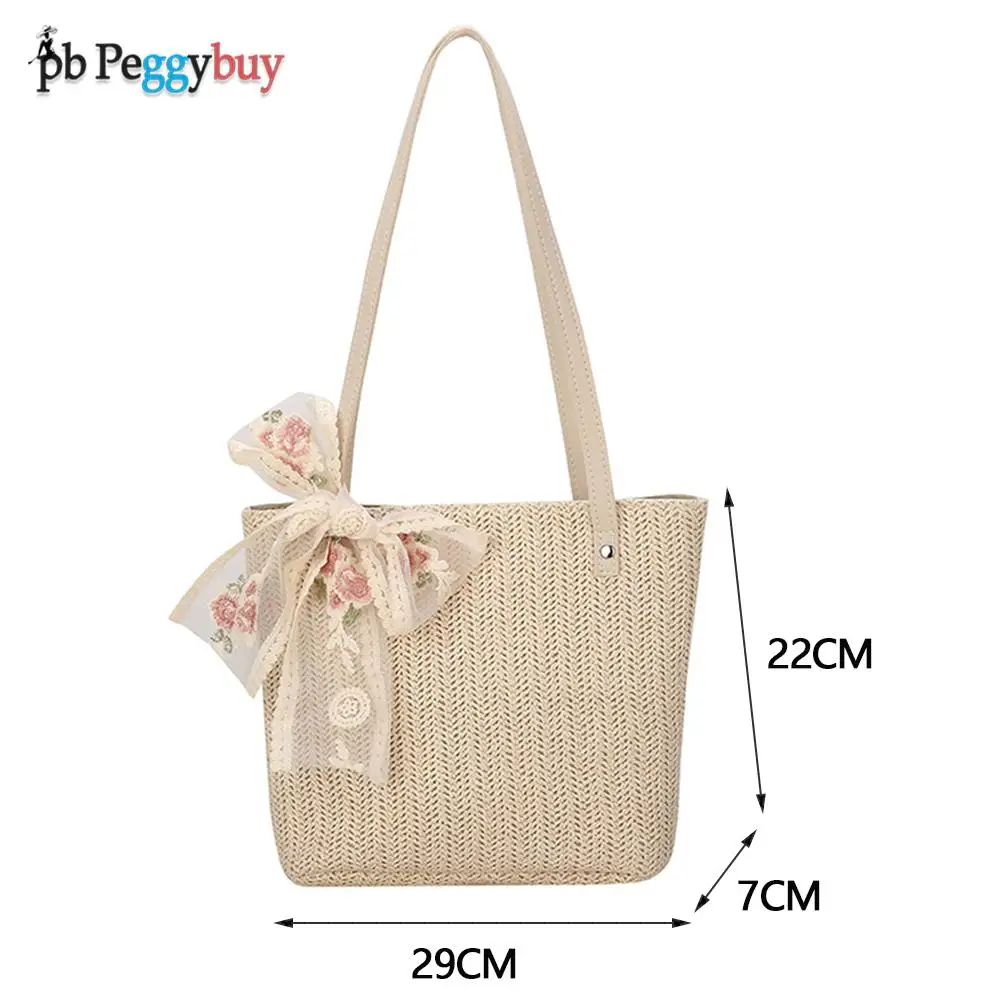 Fashion Flower Lace Ribbon Shoulder Tote Bag Woven Casual Large Handbag Summer Women Bags Girls Small Beach Handbag
Fashion Flower Lace Ribbon Shoulder Tote Bag Woven Casual Large Handbag Summer Women Bags Girls Small Beach Handbag