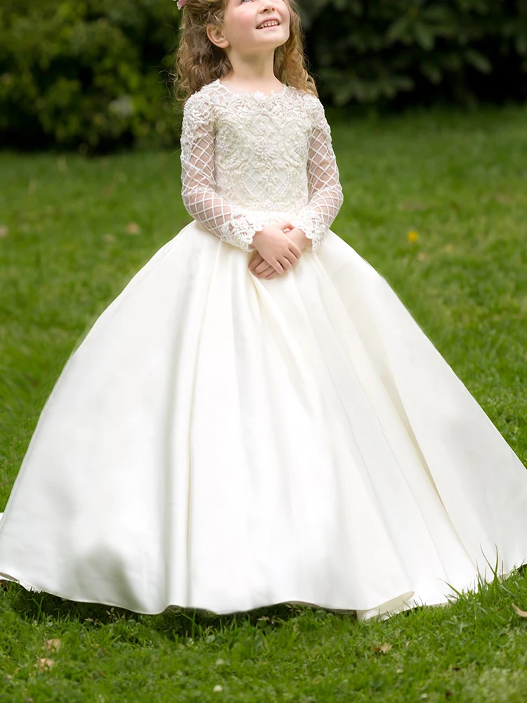 White First Communion Dresses Bambina Applique Girls Kids Ball Gown Little Bride Dresses Wedding Party Lace Flower Girl Dresses
White First Communion Dresses Bambina Applique Girls Kids Ball Gown Little Bride Dresses Wedding Party Lace Flower Girl Dresses
