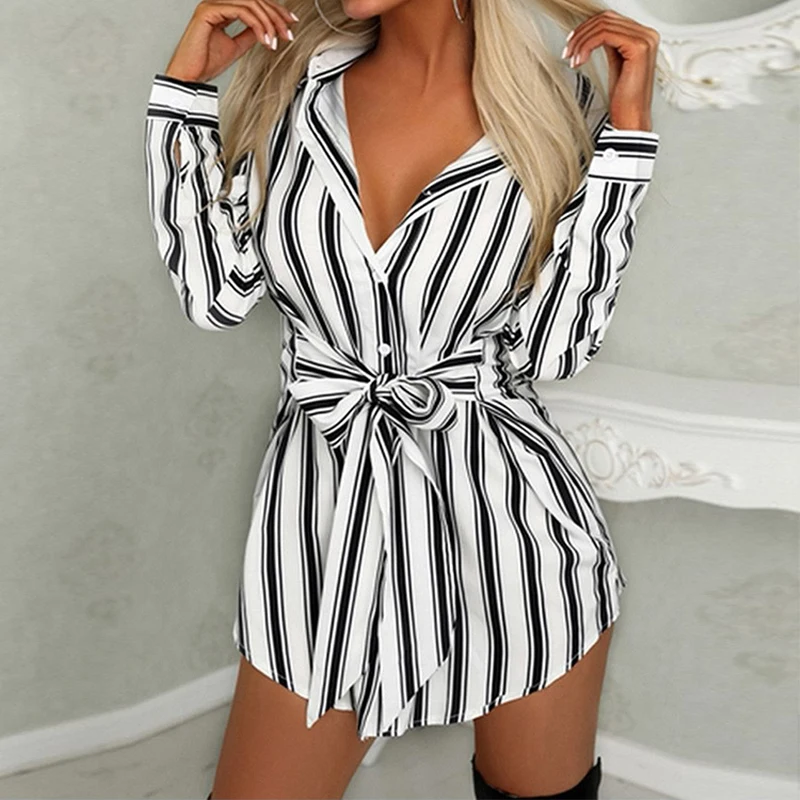 Summer Women Loose Fashion Long Sleeve Striped Turn-down Collar Lace Up Elegant Sexy Big Shirt Dress Bodycon Dress
Summer Women Loose Fashion Long Sleeve Striped Turn-down Collar Lace Up Elegant Sexy Big Shirt Dress Bodycon Dress