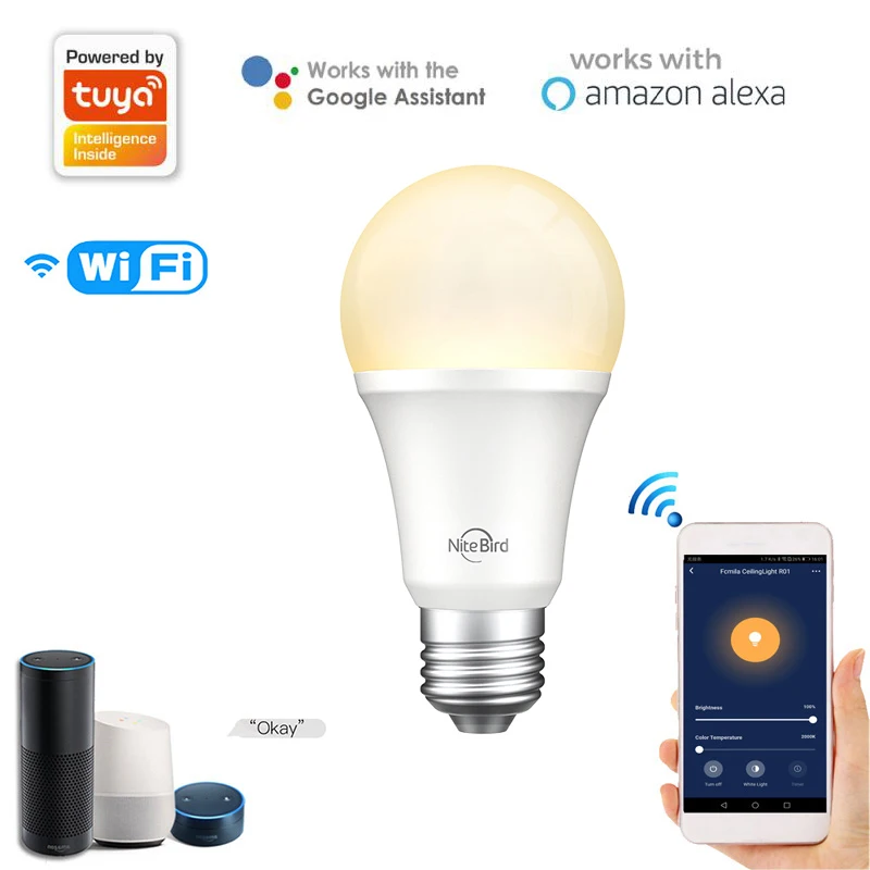Tuya WiFi Smart LED Bulb Dimmable 8W E27 Smart Light Warm White 2700K LED Light Smart Life APP Control Works With Amazon Alexa
Tuya WiFi Smart LED Bulb Dimmable 8W E27 Smart Light Warm White 2700K LED Light Smart Life APP Control Works With Amazon Alexa