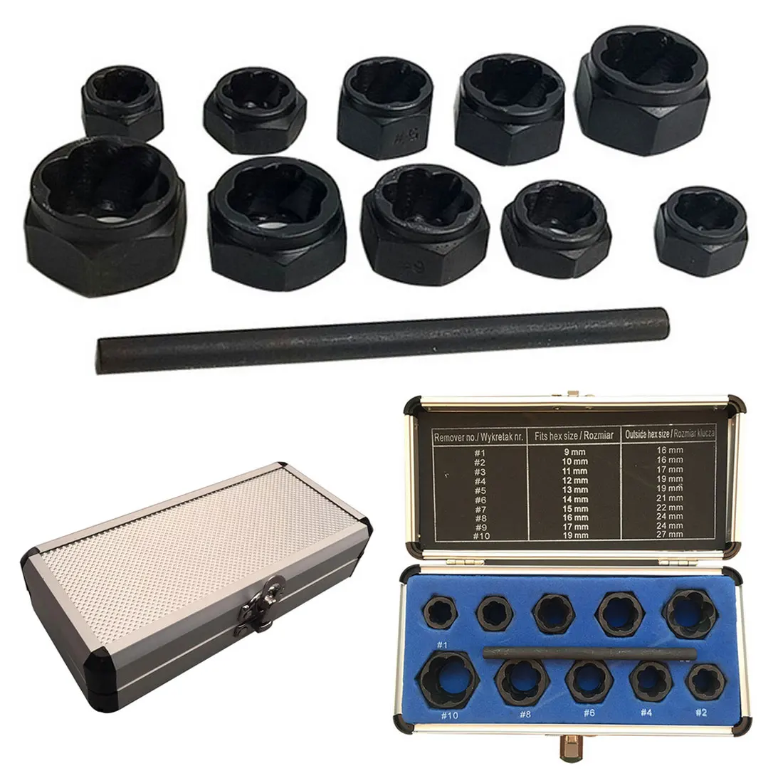 11pcs/set Damaged Bolts Nuts Screws Remover Extractor Removal Tools Set Threading Tool Kit Hand Tools Set
11pcs/set Damaged Bolts Nuts Screws Remover Extractor Removal Tools Set Threading Tool Kit Hand Tools Set