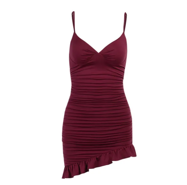 Evening dress 2021 ladies summer fashion V-neck pleated wooden ear dress female commuter sexy irregular elastic suspender skirt
Evening dress 2021 ladies summer fashion V-neck pleated wooden ear dress female commuter sexy irregular elastic suspender skirt