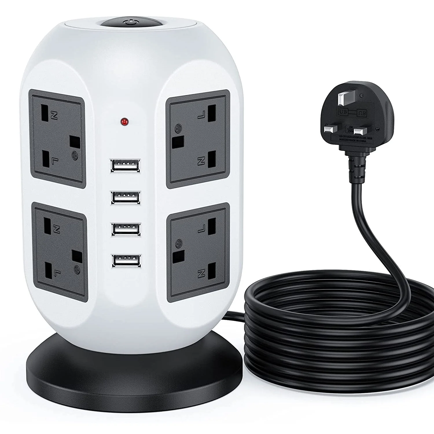 Tower Power Strip Surge Protector 8 Way UK Socket With 4 USB, 3M Extension Cable for Saudi Arabia United Arab Emirates Singapore
Tower Power Strip Surge Protector 8 Way UK Socket With 4 USB, 3M Extension Cable for Saudi Arabia United Arab Emirates Singapore
