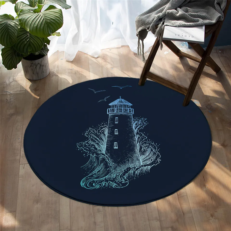 Simple lighthouse bird wave round floor mat small rug bedroom living room home decoration
Simple lighthouse bird wave round floor mat small rug bedroom living room home decoration