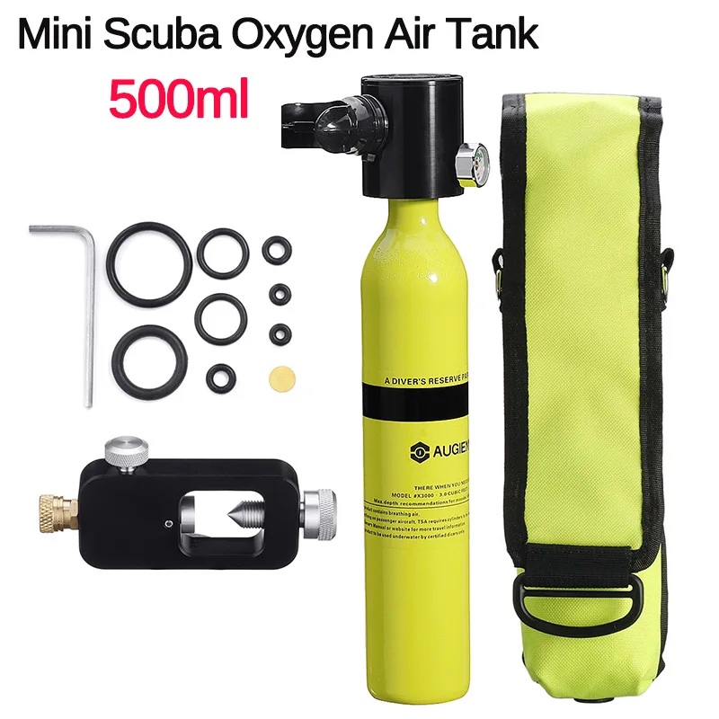 

AUGIENB 0.5L Scuba Diving Cylinder Oxygen Tank Set for Snorkeling Breath Diving Equipment Dive Respirator Air Tank Pump with bag