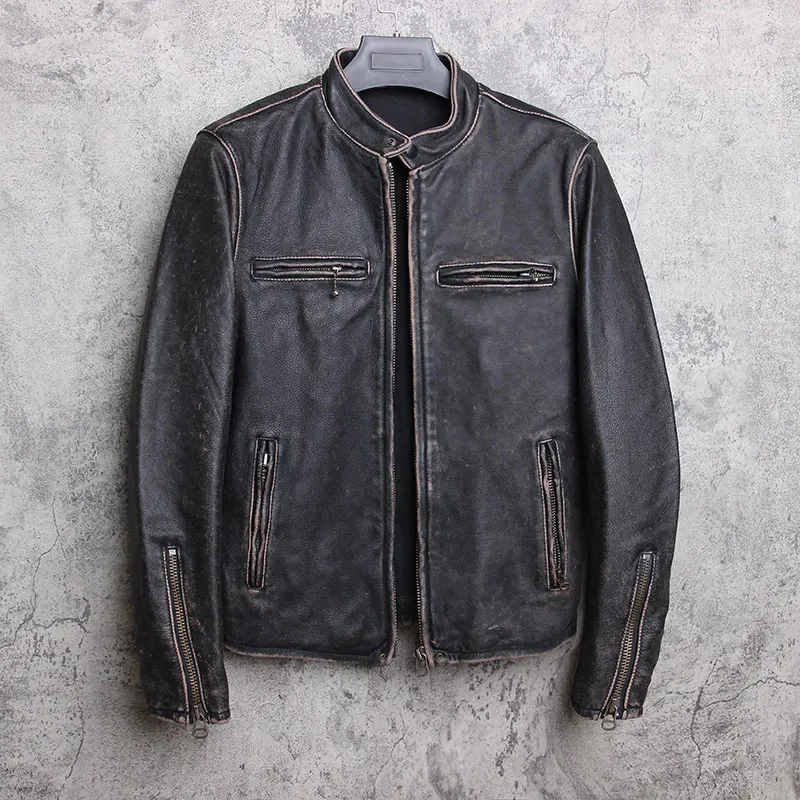 2020 Vintage Black Men Slim Fit Biker's Jacket Plus Size XXXXL Genuine Cowhide American Style Motorcycle Leather Coat
2020 Vintage Black Men Slim Fit Biker's Jacket Plus Size XXXXL Genuine Cowhide American Style Motorcycle Leather Coat