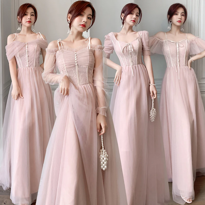 Pink Luxury Bridesmaid Dress V-Neck Tulle Illusion Off The Shoulder Pleat Button Simple Elegant Women Party Wedding Dresses E009
Pink Luxury Bridesmaid Dress V-Neck Tulle Illusion Off The Shoulder Pleat Button Simple Elegant Women Party Wedding Dresses E009