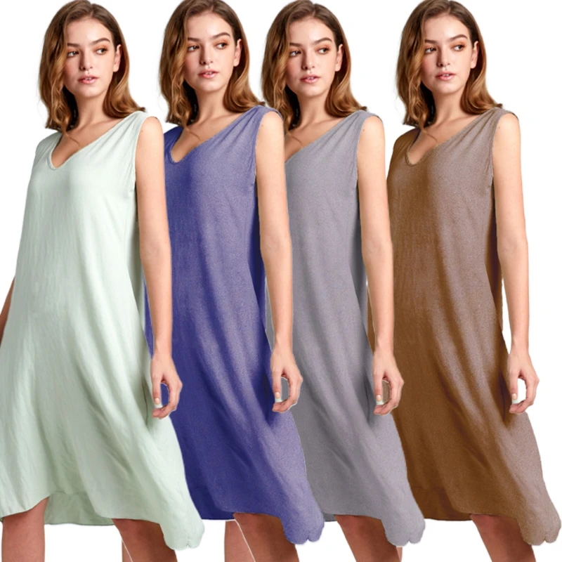 Women Summer Sleeveless Sleepshirt Sexy V-Neck Loose Wide Strap Tank Dress Lounge Nightwear Solid Sleepwear Nightgown
Women Summer Sleeveless Sleepshirt Sexy V-Neck Loose Wide Strap Tank Dress Lounge Nightwear Solid Sleepwear Nightgown