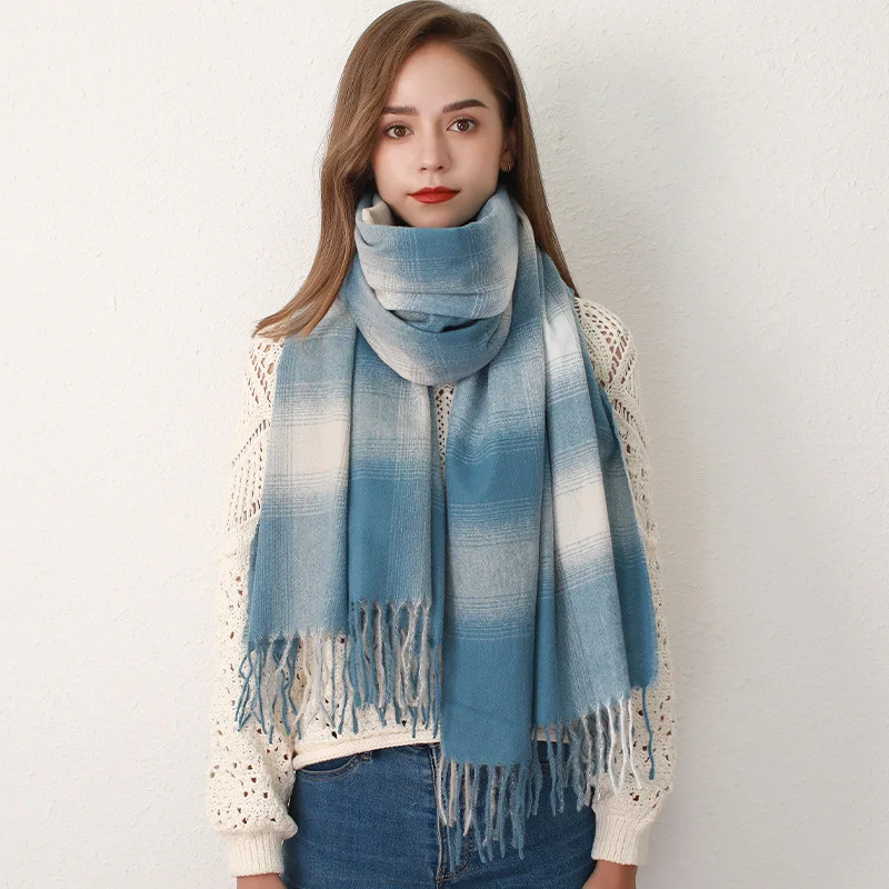 Imitation Cashmere Plaid Scarf Women's Winter New Fashion Trend Casual Gradient Tassel Plaid Scarf Korean Wild Shawl Scarf 2021
Imitation Cashmere Plaid Scarf Women's Winter New Fashion Trend Casual Gradient Tassel Plaid Scarf Korean Wild Shawl Scarf 2021