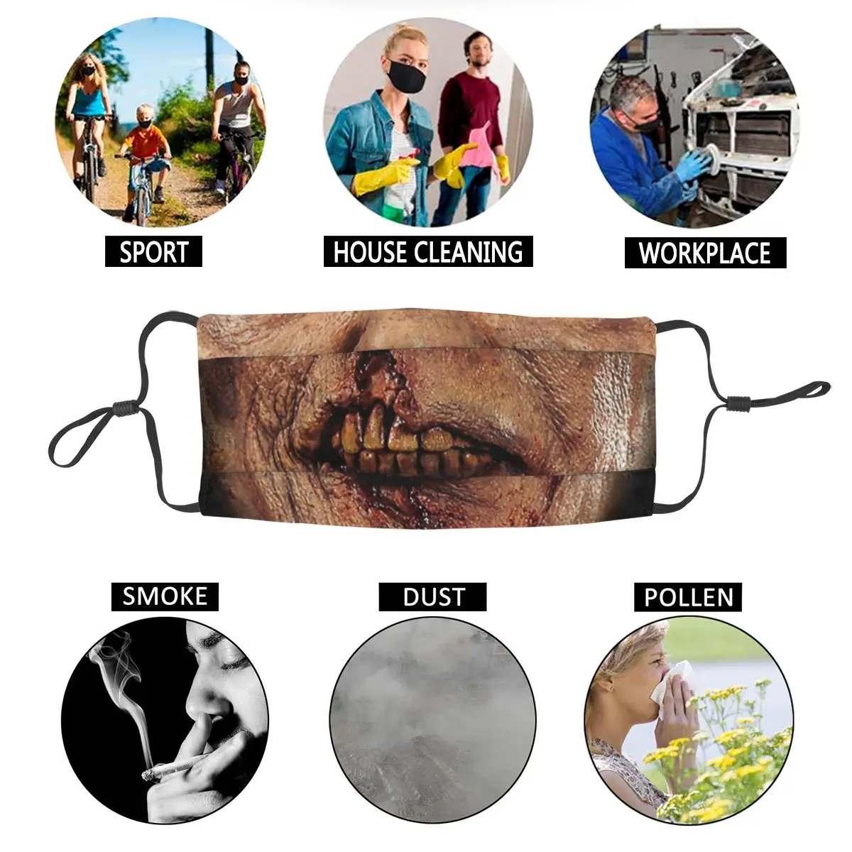 Zombie Mouth Washable Men Face Mask Horror Apocalypse Anti Haze Dustproof Protection Cover Respirator Mouth-Muffle
Zombie Mouth Washable Men Face Mask Horror Apocalypse Anti Haze Dustproof Protection Cover Respirator Mouth-Muffle