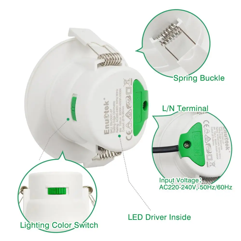 Dimmable 10W LED Kitchen Bathroom Recessed Flat Ceiling Downlights IP44 LED Ceiling Lamps 220V-240V Hole Dia 90-105MM 6 Lamps
Dimmable 10W LED Kitchen Bathroom Recessed Flat Ceiling Downlights IP44 LED Ceiling Lamps 220V-240V Hole Dia 90-105MM 6 Lamps