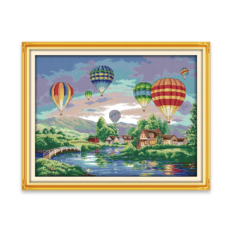 11CT 14CT DIY Needlework Chinese Cross Stitch Kits Hot air balloon field Scenery for Home Living Room Decor
11CT 14CT DIY Needlework Chinese Cross Stitch Kits Hot air balloon field Scenery for Home Living Room Decor